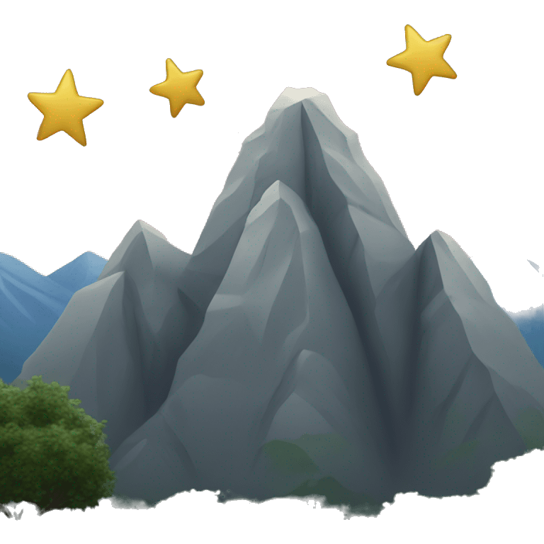 Moutain with three stars at the point on top emoji