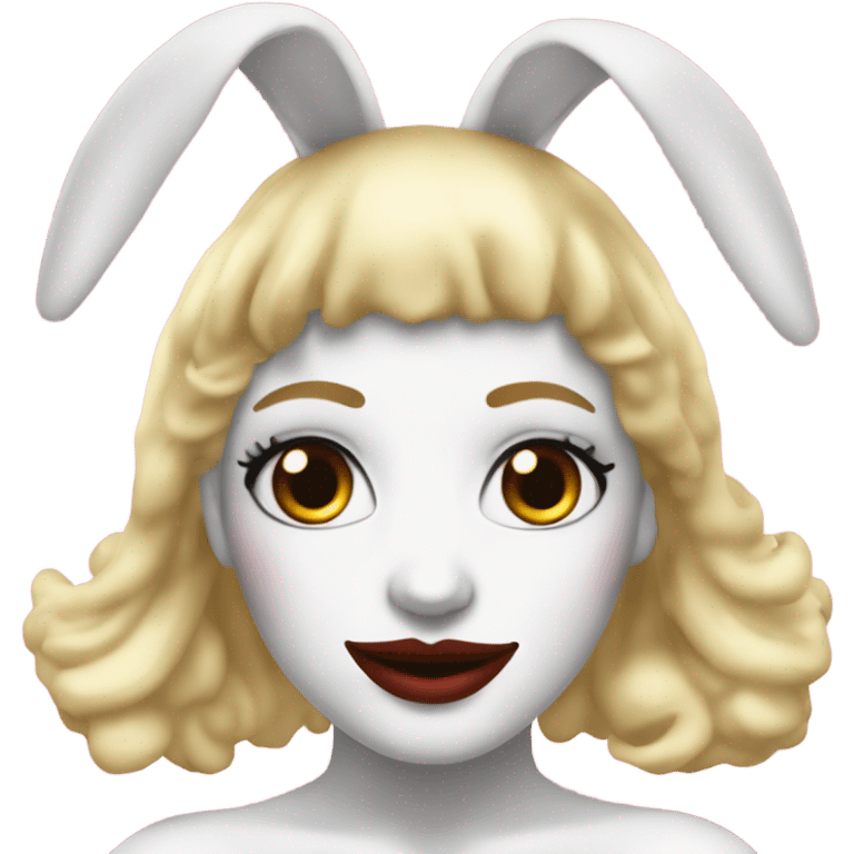 Blonde Go-go dancer white face Enid Sinclair wearing big floppy bunny ears  emoji