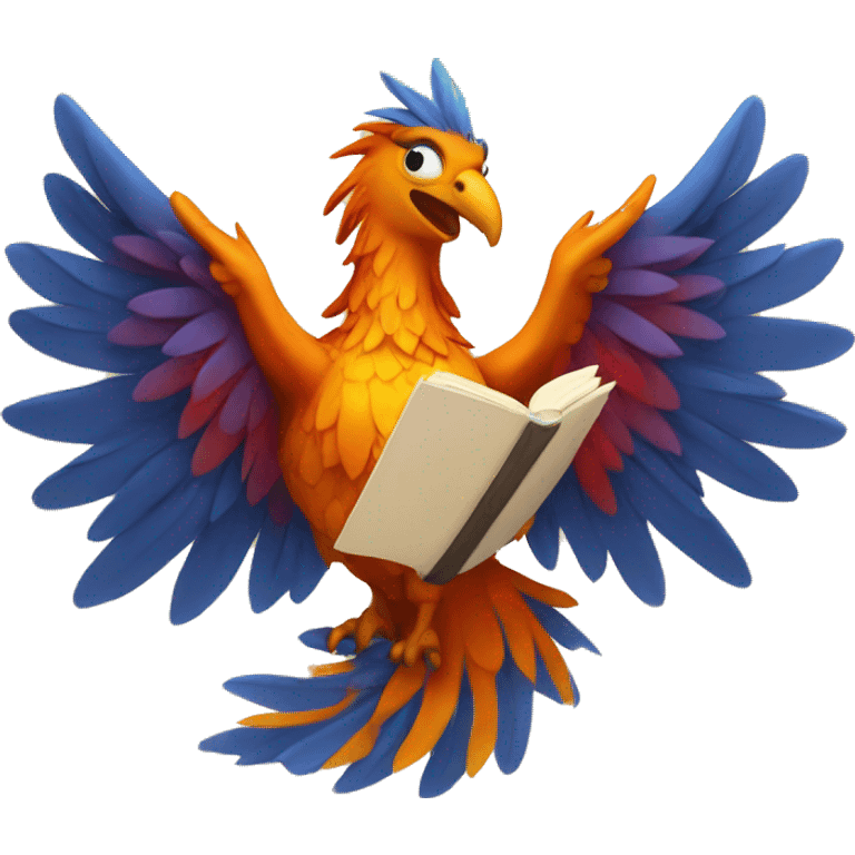 a phoenix with a scroll or book emoji