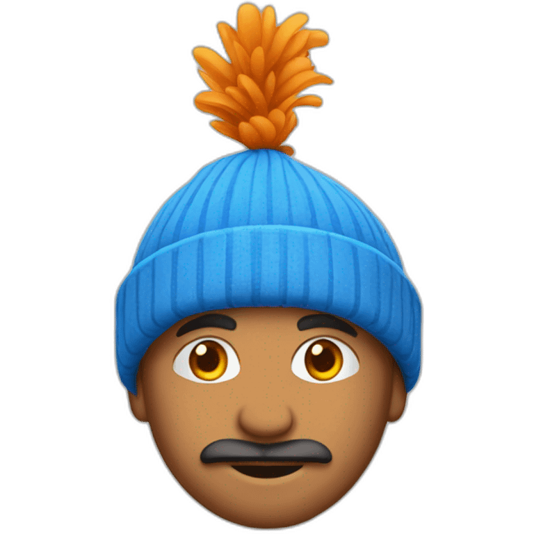 Indian man with blue bobble hat emoji