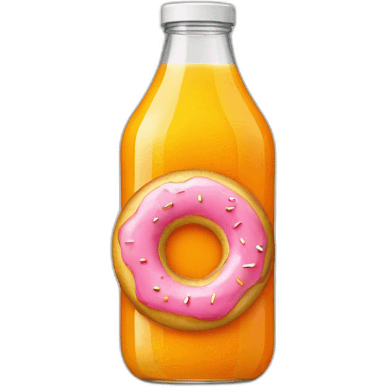 Orange juice bottle with donuts emoji