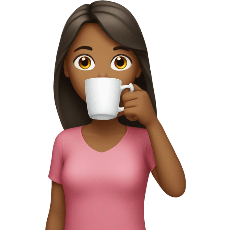 Girl drinking from cup emoji