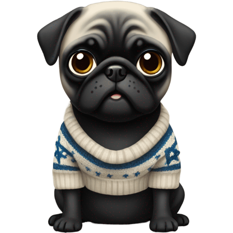 Black pug a Jewish star sweater emoji