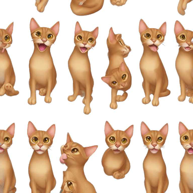 Abyssinian cat is licking emoji