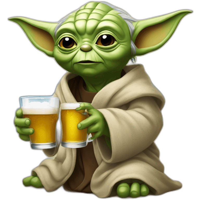 Yoda buvant de la biere a la plage emoji