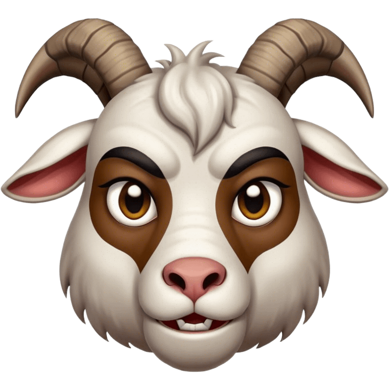 Angry goat with eyebrows frowning emoji