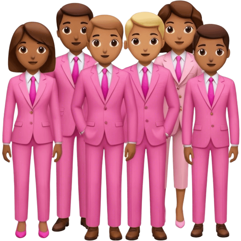 group of office workers in pink suits emoji