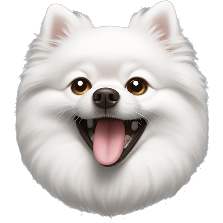 White Pomeranian Spitz yawns emoji