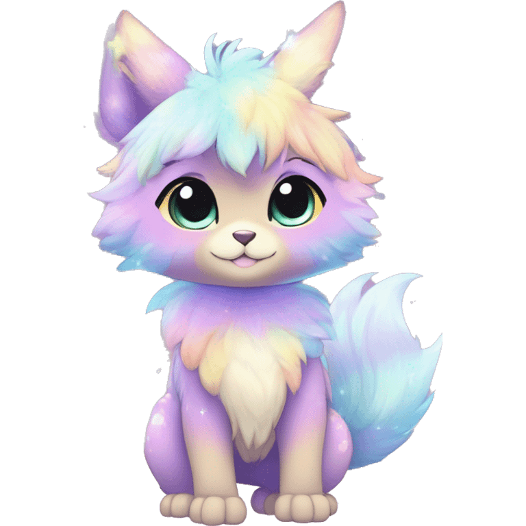 Anthro Cute Gorgeous Petite Shiny Colorful Pastel Glitter Sparkle Stars Gradient Anime Chibi Animal-Fakémon-Pokémon-Hybrid Fur Sona Aesthetic Trending Style Full Body emoji