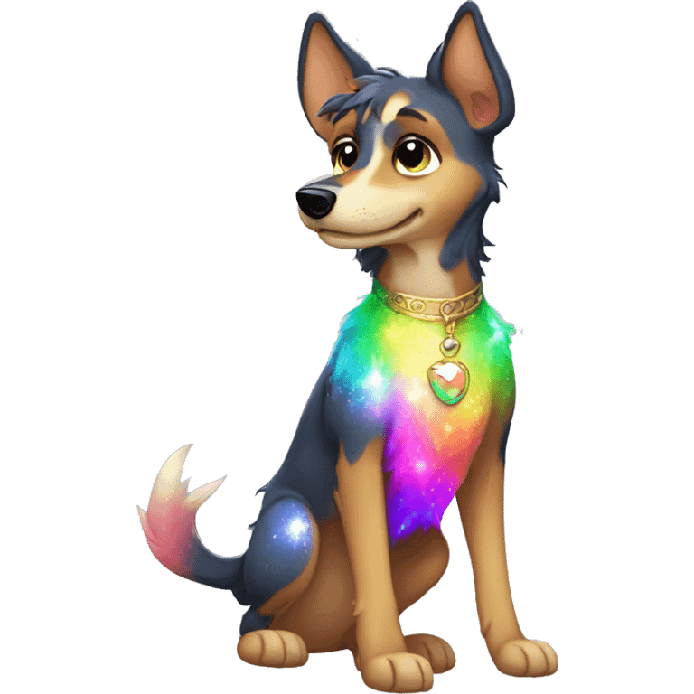 Colorful Sparkle-dog-fursona full body emoji