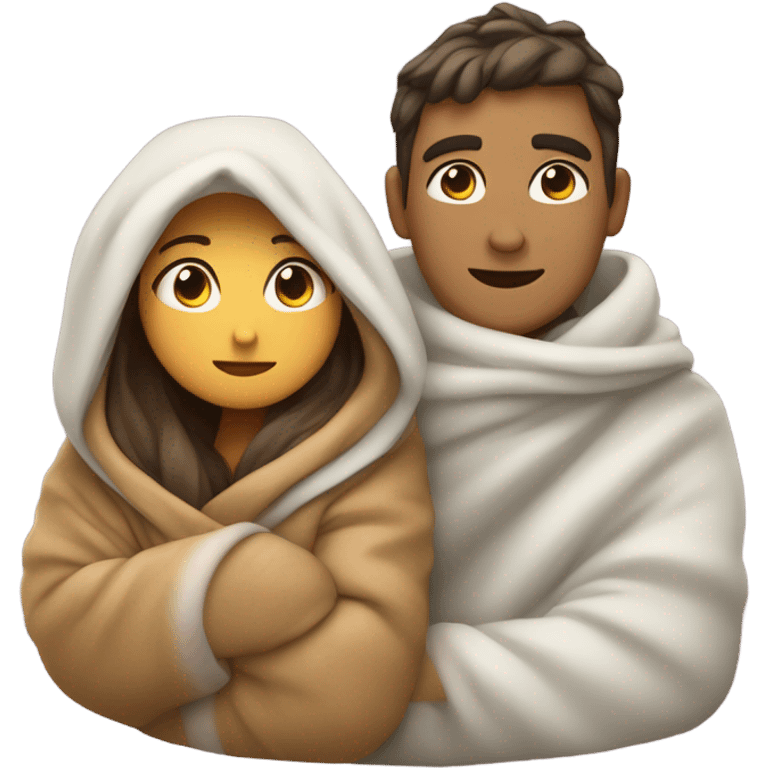 Couple cuddling under blanket emoji