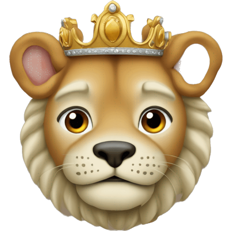 León con una corona señalando emoji