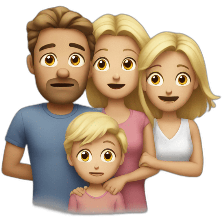 Scared family of 4 white people emoji