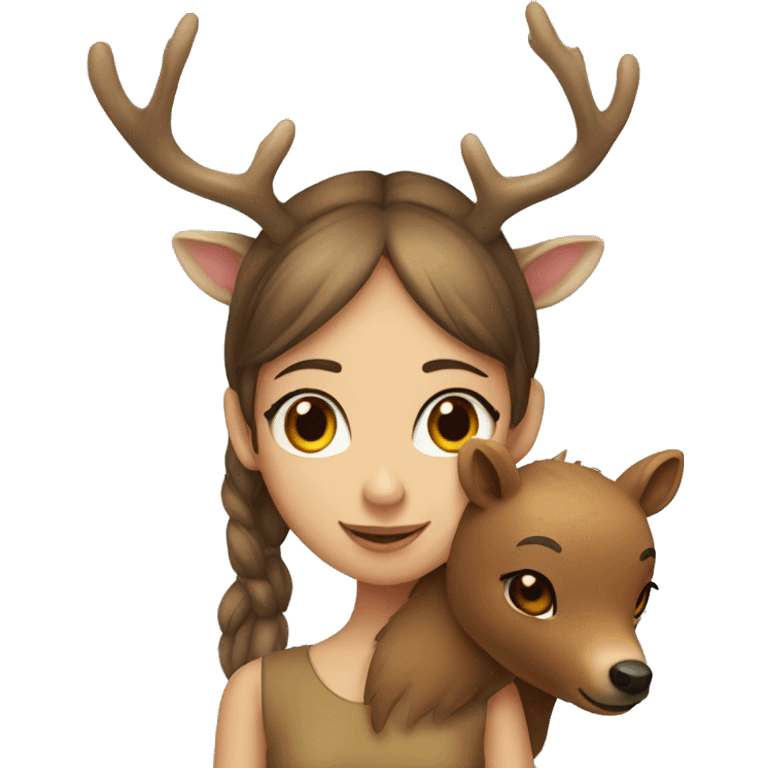 deer girl and bear kissing  emoji