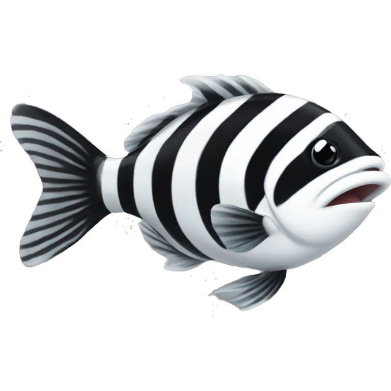 Black and white striped fish  emoji