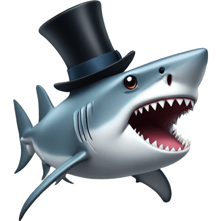 Shark with a top hat emoji