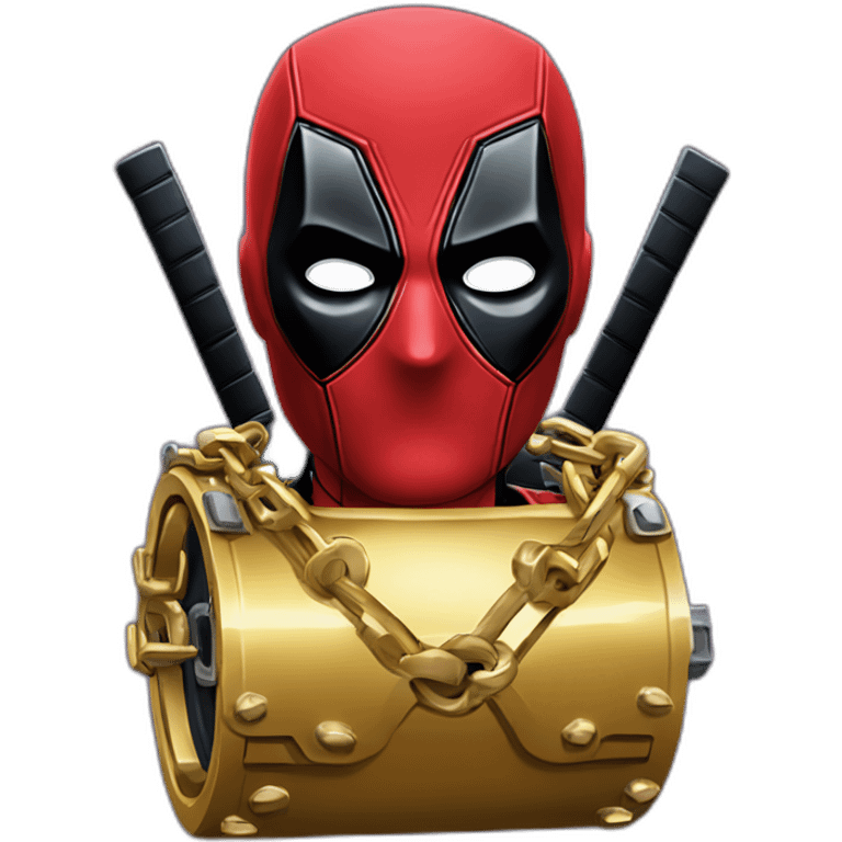 Deadpool con una corona y cadenas de oro emoji