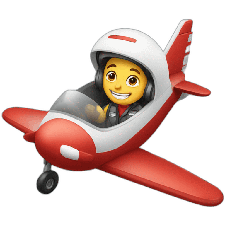 pilot In red plane saying bye emoji