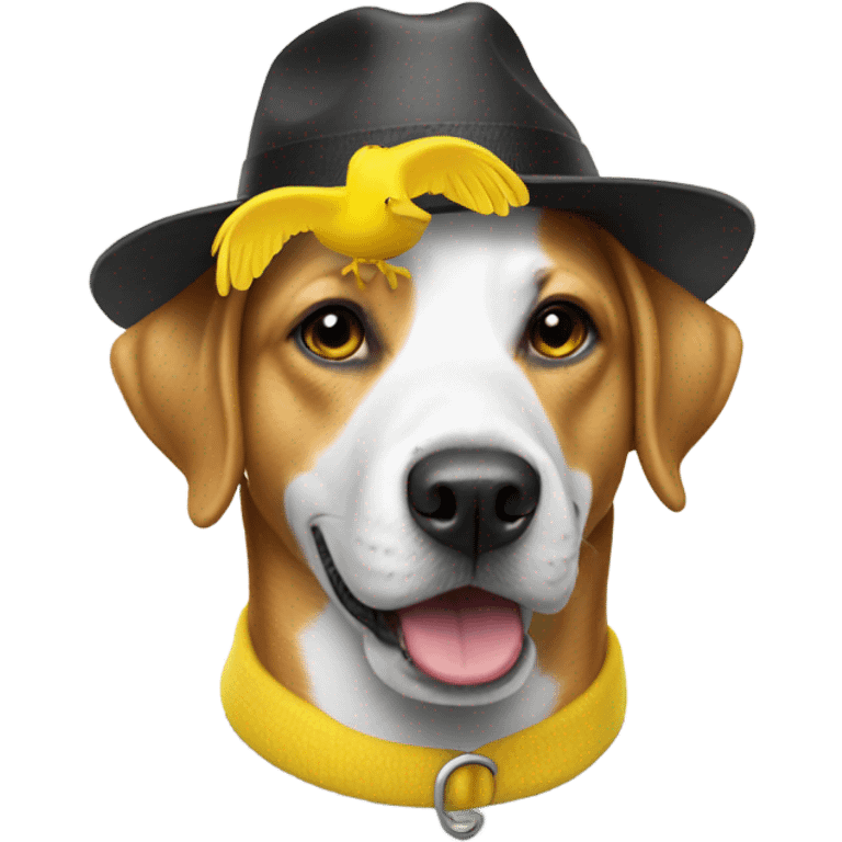 dog wearing a duck hat emoji