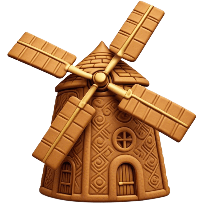 Speculaas Cinematic Realistic Speculaas Biscuit Emoji, depicted as a spiced speculaas cookie crafted in a charming windmill shape, rendered with intricate textures and warm, inviting lighting. emoji