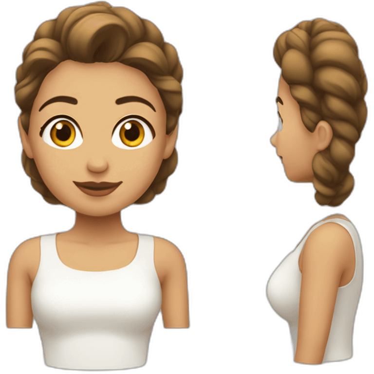 Mujer blanca con pelo corto castaño y pendientes grandes emoji