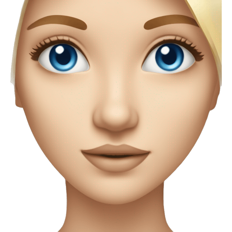 une fille blonde avec yeux bleu, entrain de faire sa skincare emoji