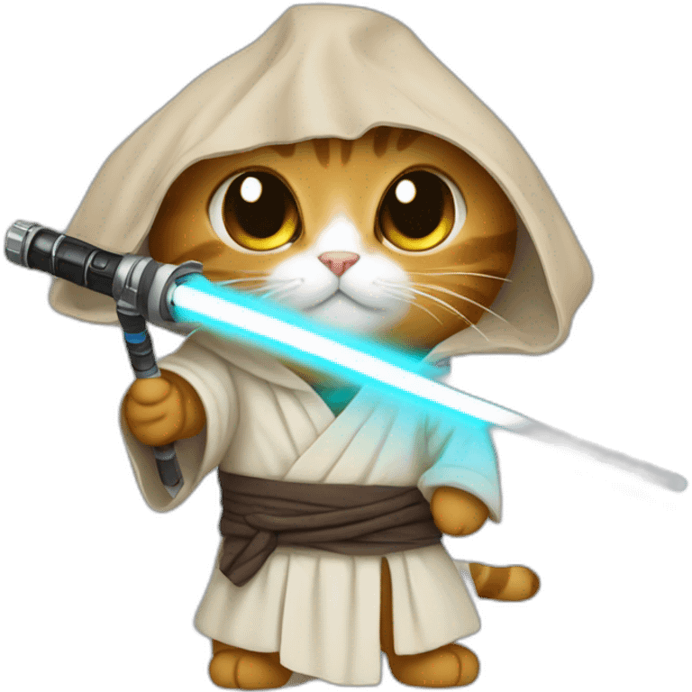 Cat jedi with a light saber emoji