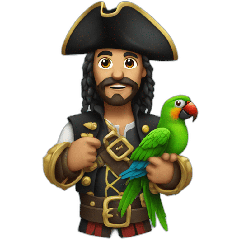 pirate with a parrot on his shoulder emoji