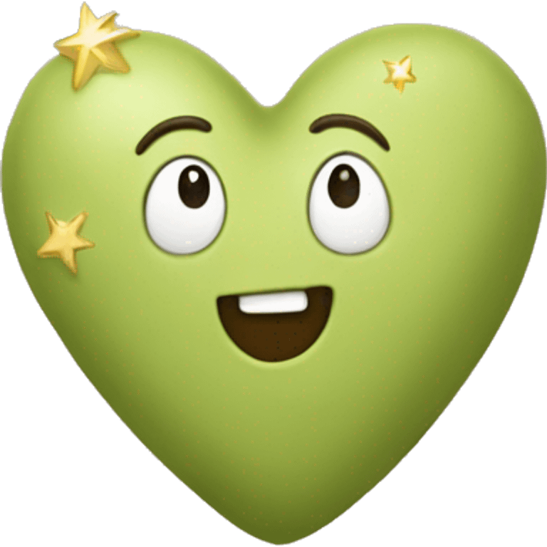 pistachio-colored heart with stars emoji