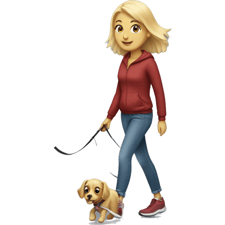 Blonde girl walking her dog emoji