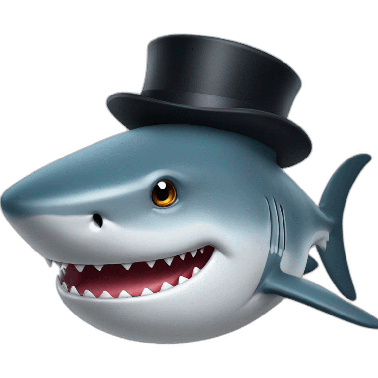 Shark with a top hat emoji