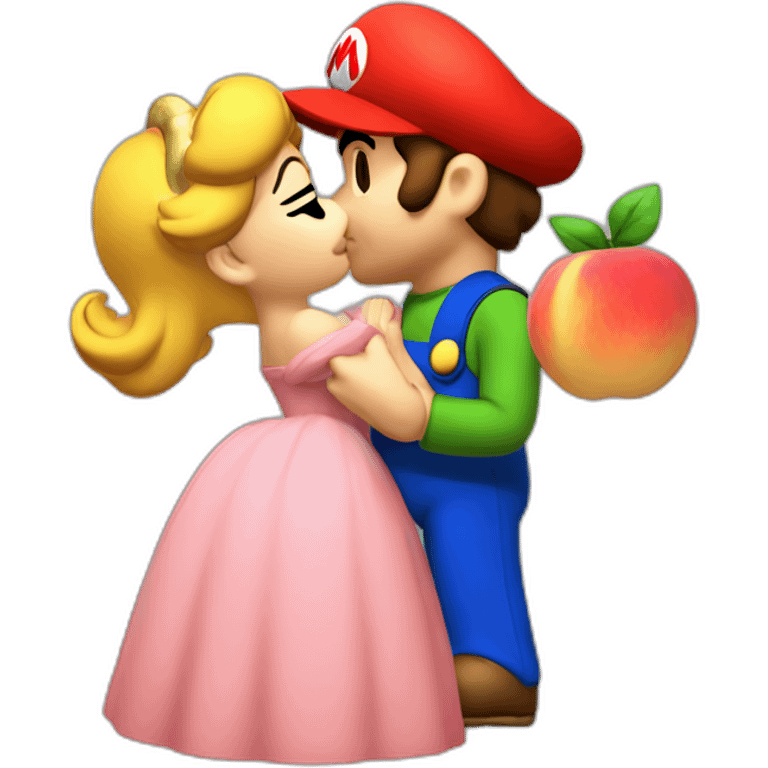 Mario kissing peach emoji