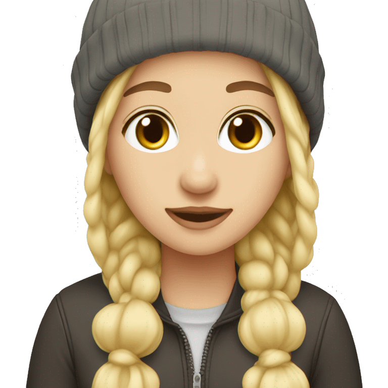 Girl blonde earflap hat emoji