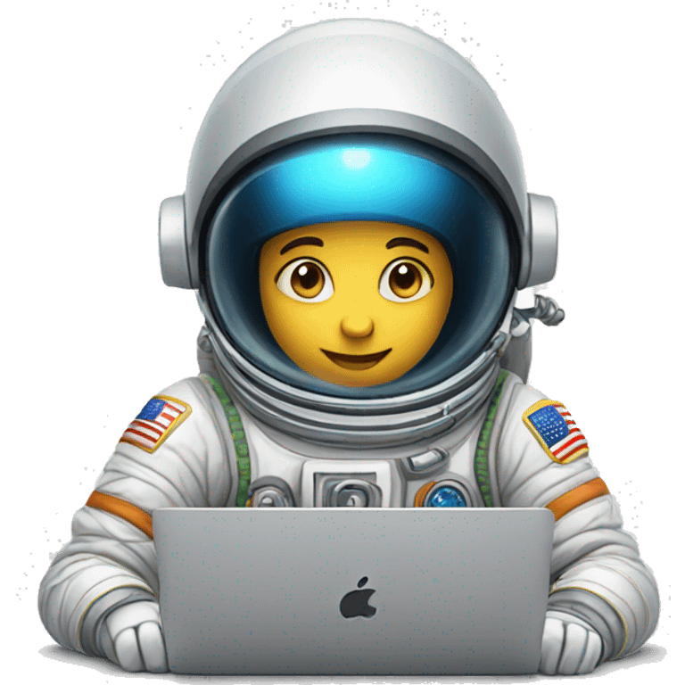 astronaut boy coding on the macbook, symmatrical emoji