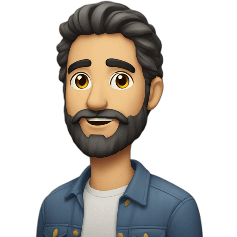 Chico moreno con barba y chica morena  emoji