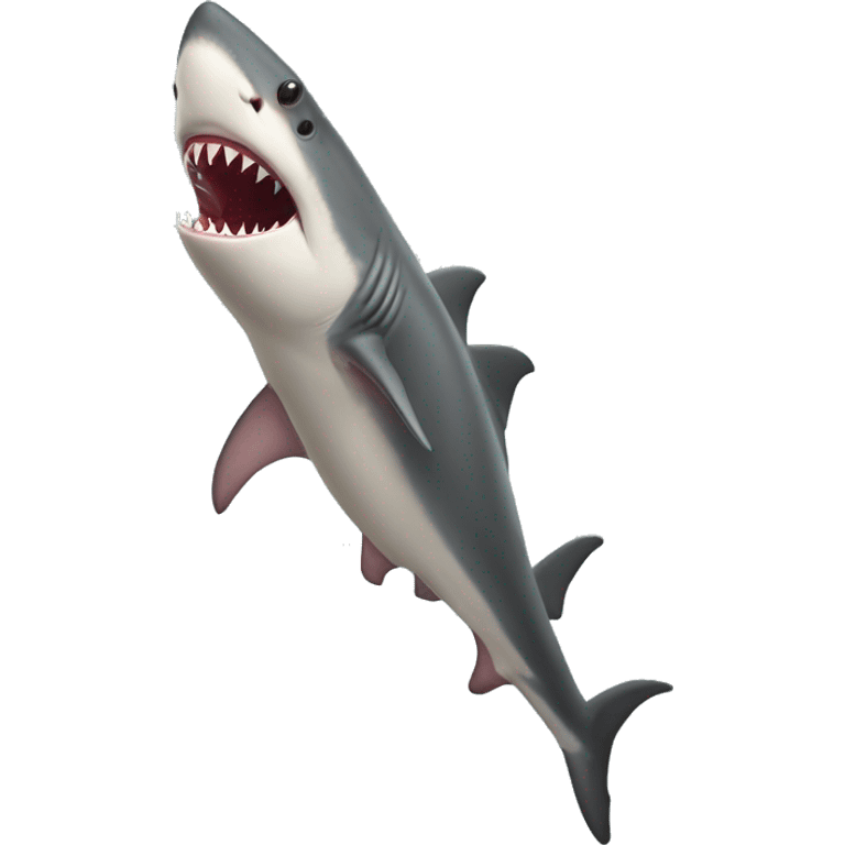 A crimson-lipped shark with stilts for legs emoji