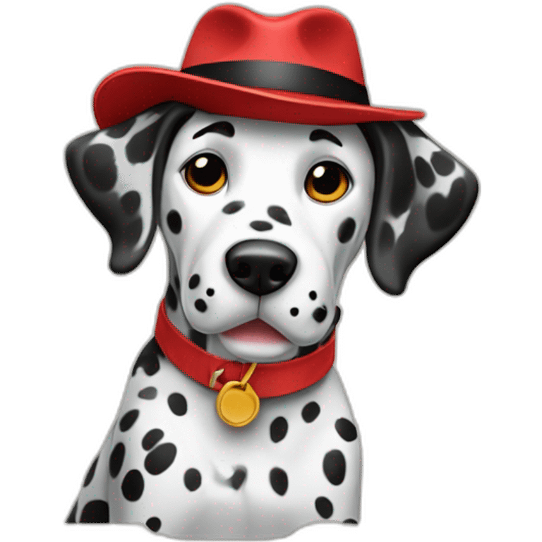 Dalmatian wearing a red fedora sitting athletic emoji