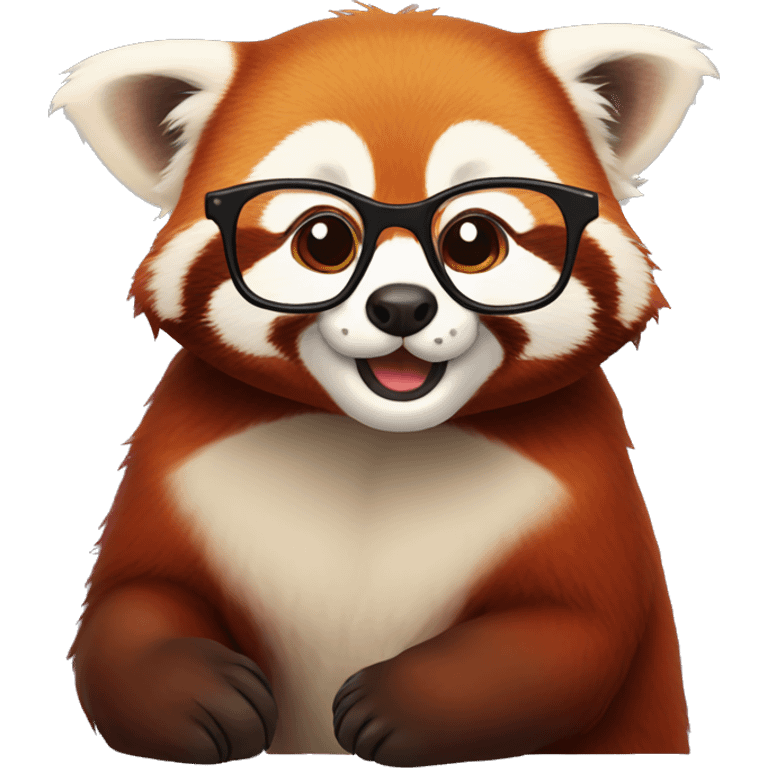 Red panda using glasses emoji