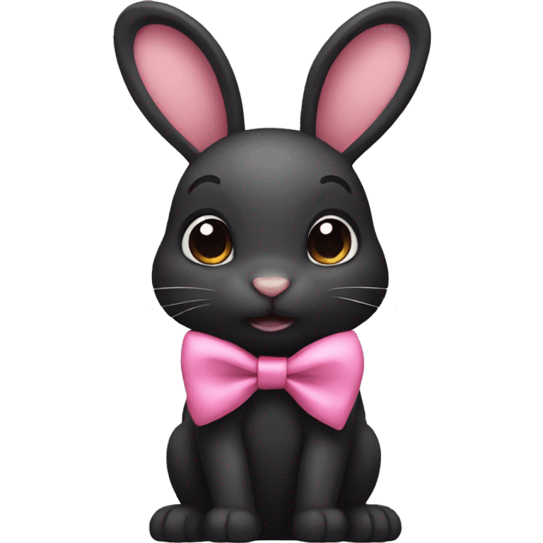 A black rabbit with a pink bow  emoji