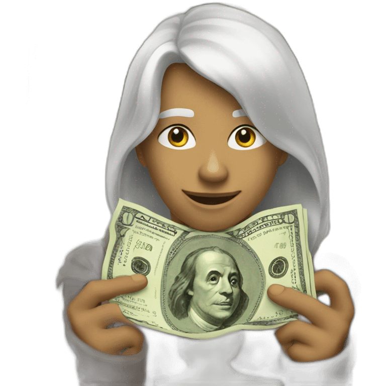 Haapy emoji with cash on hand emoji