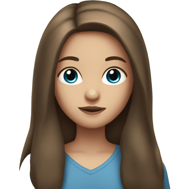 girl with long brown hair and blue eyes emoji