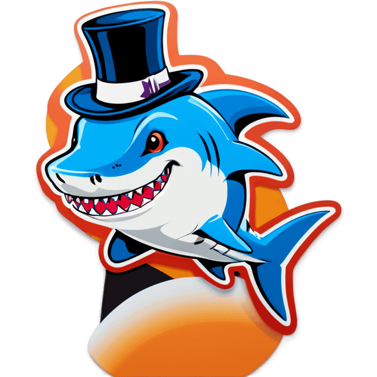 Shark with a top hat emoji