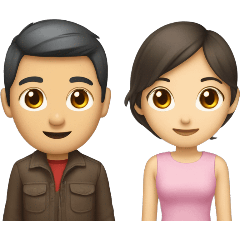 Un chico asiatico y una chica colocha pareja emoji