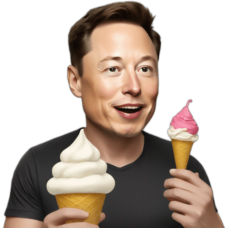 Elon musk eating an ice cream emoji