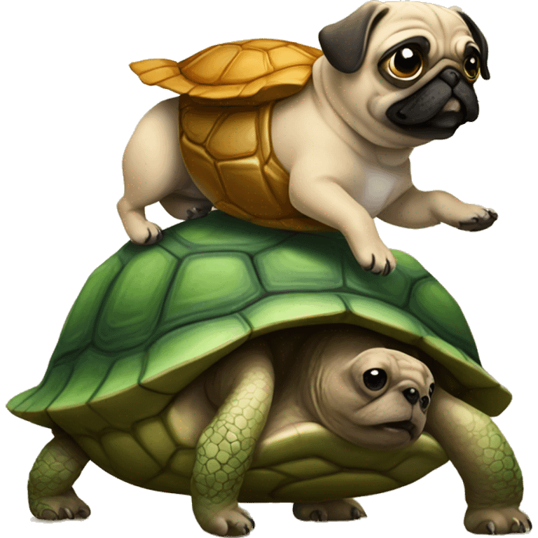 Pug riding a turtle emoji