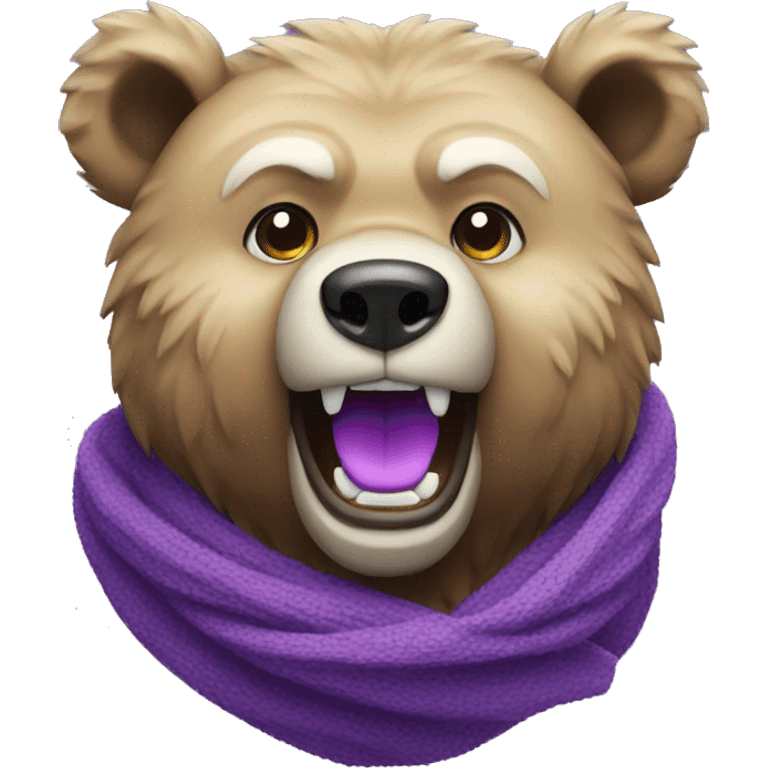 Bear head made out of diamond and wearing a purple scarf emoji