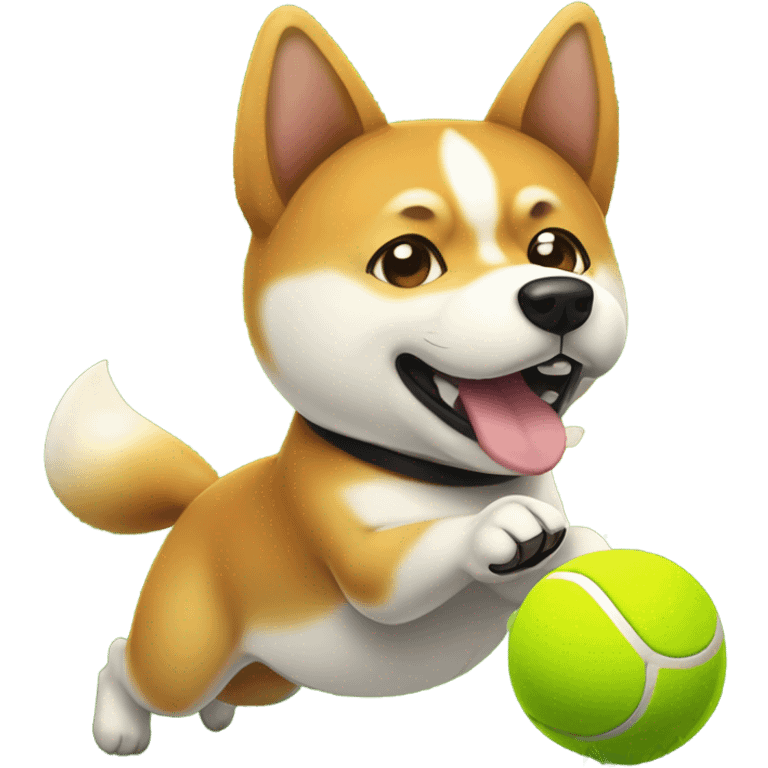 Shiba Inu playing tennis emoji