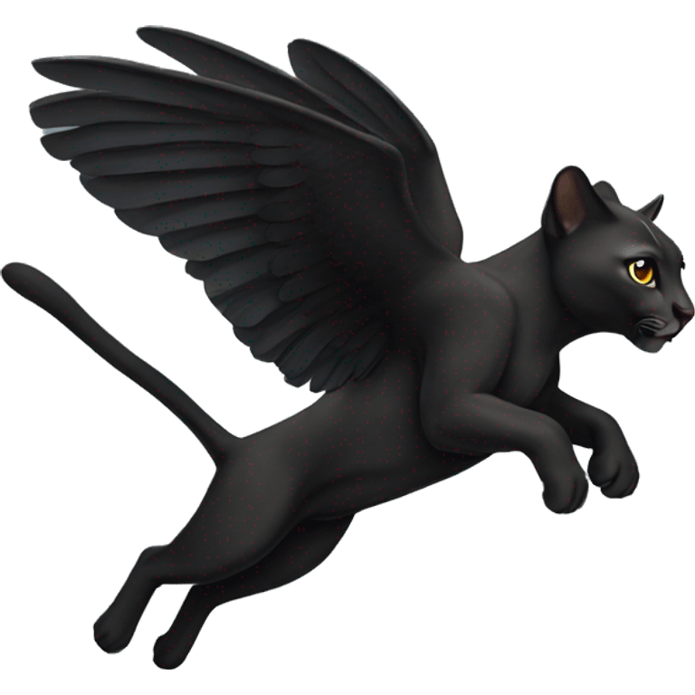 winged black puma flying emoji