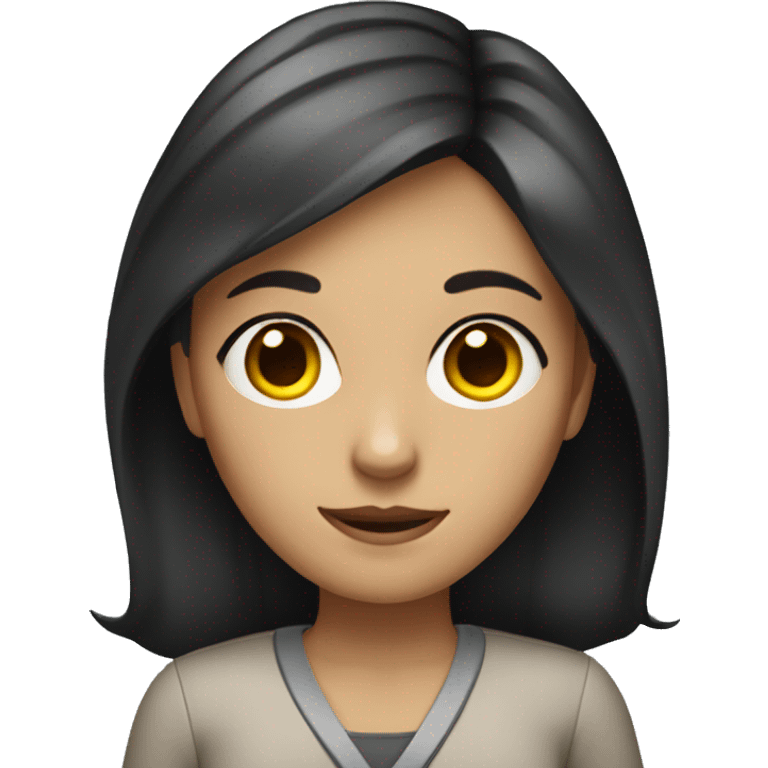 the girl shows appearance with dark eyes and dark hair works as a teacher emoji