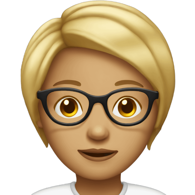 honey blond short hair girl with rounded glasses  emoji